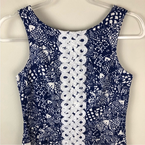 Lilly Pulitzer Navy & White Lace-Panel Sheath Dress Kentucky Derby Ready - Picture 3 of 13
